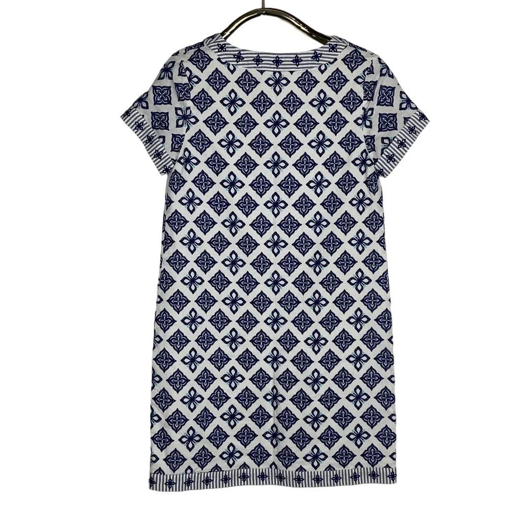 VINEYARD VINES 2Q0498 WHALE TALE TILE STRIPE LINEN COTTON TUNIC SHIFT DRESS